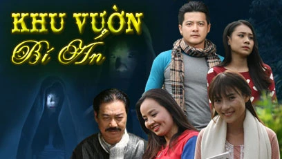Poster of "Khu Rừng Bí Ẩn" with characters and a mysterious figure.