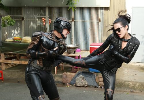 Intense action scene from Siêu Nhân X, two characters are engaged in a fight.
